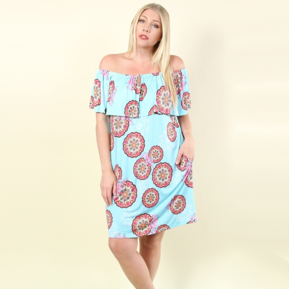 🎀PLUS SIZE🎀Odette Overlay Printed Dress